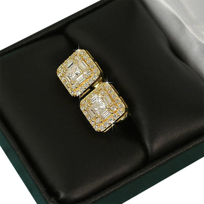 Baguette Cluster VVS Moissanite Earrings .925 Sterling Silver