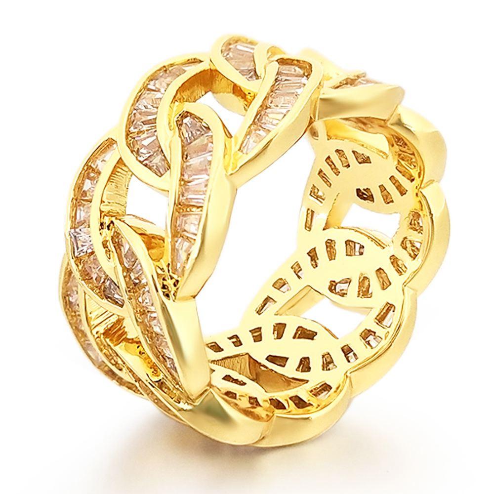 Baguette Cuban CZ Eternity Band Hip Hop Ring