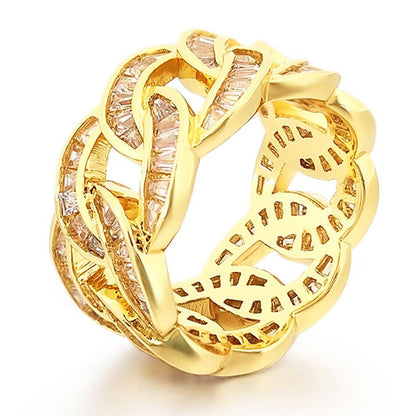 Baguette Cuban CZ Eternity Band Hip Hop Ring