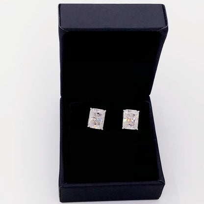 Baguette Cut Moissanite VVS D Stud Earrings .925 Sterling Silver