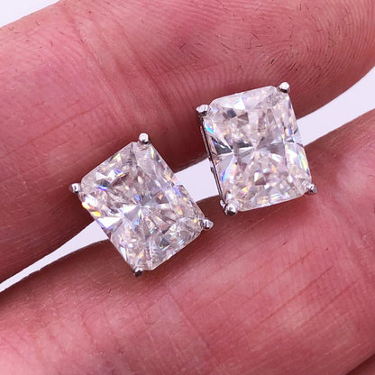Baguette Cut Moissanite VVS D Stud Earrings .925 Sterling Silver