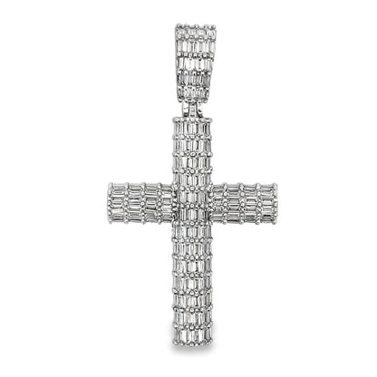 Baguette Cylinder Cross CZ Hip Hop Iced Out Pendant
