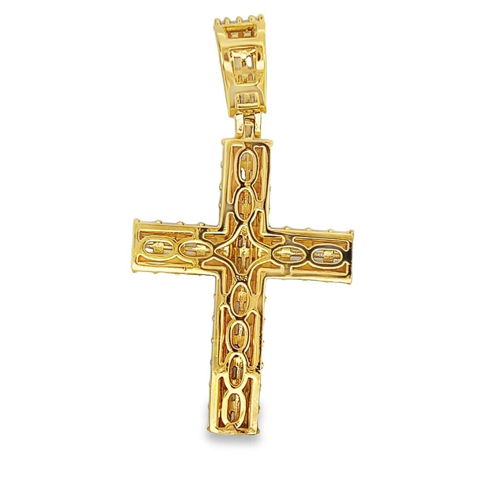 Baguette Cylinder Cross CZ Hip Hop Iced Out Pendant