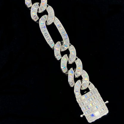 Baguette Figaro Link CZ Iced Out Hip Hop Bracelet