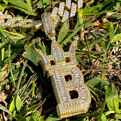 Baguette Hip Hop Bling Logo Pendant