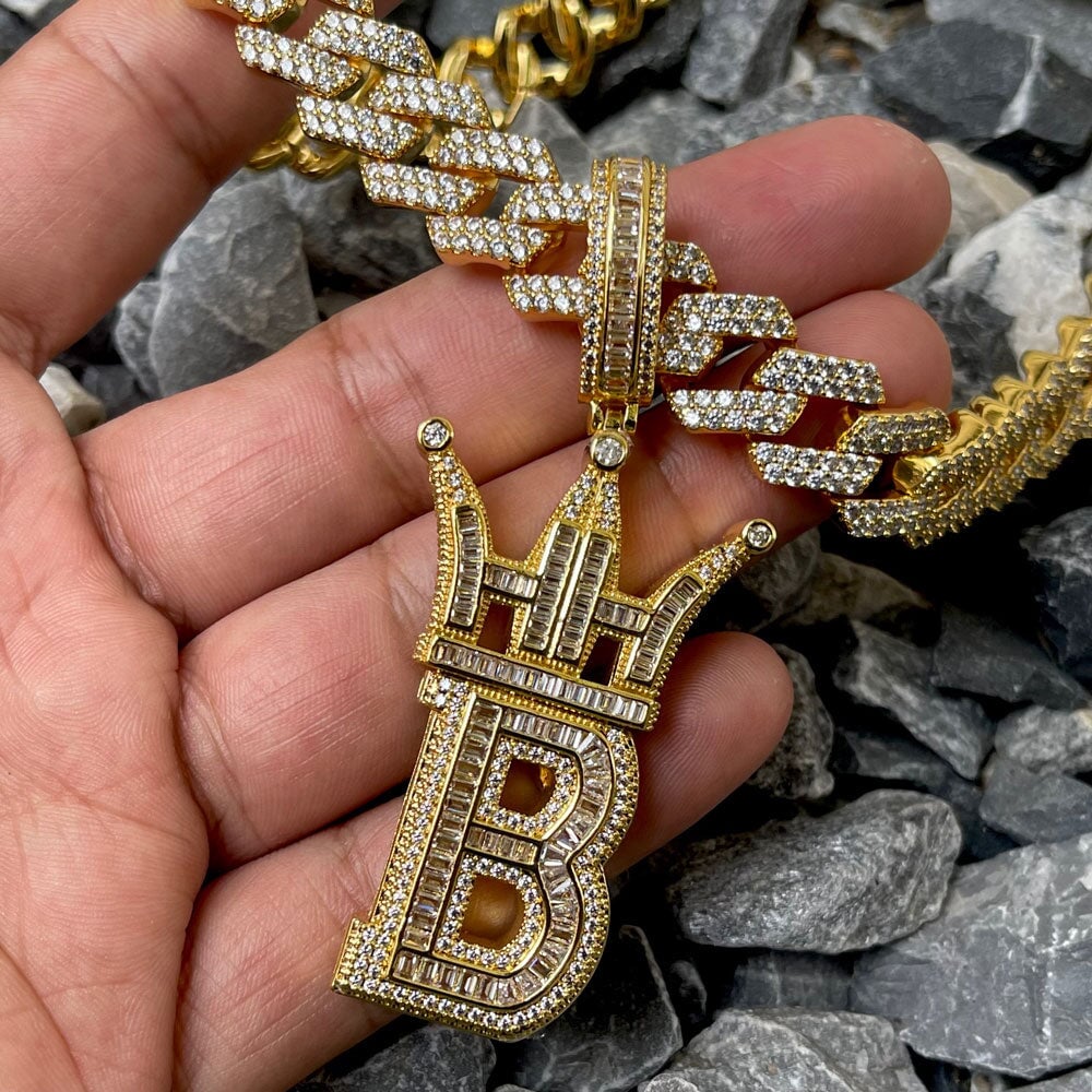 Baguette Hip Hop Bling Logo Pendant