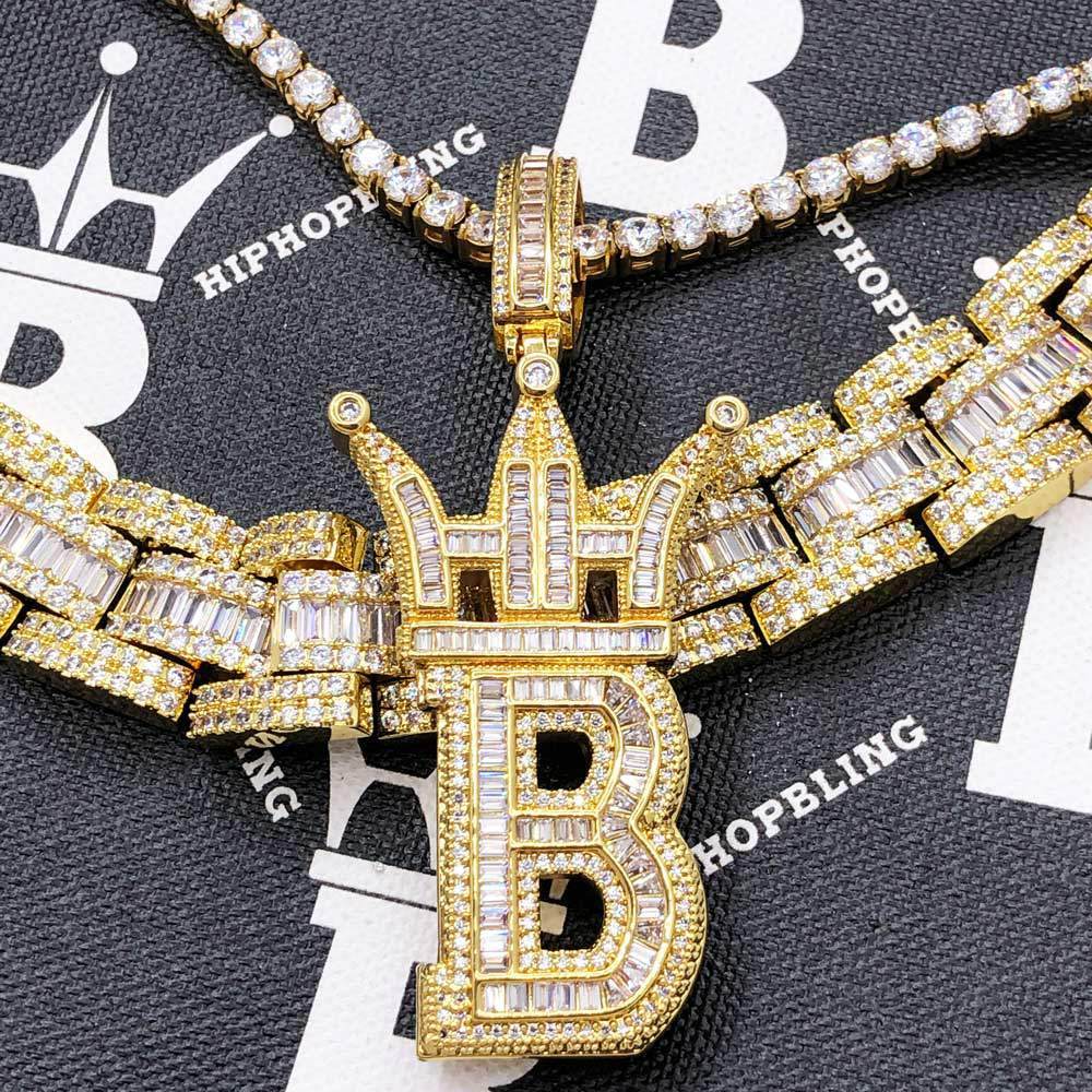Baguette Hip Hop Bling Logo Pendant