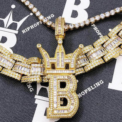 Baguette Hip Hop Bling Logo Pendant