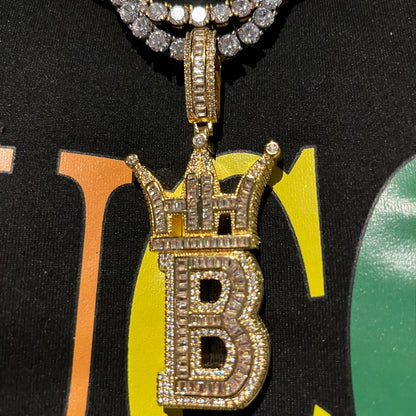 Baguette Hip Hop Bling Logo Pendant