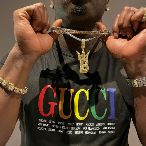 Baguette Hip Hop Bling Logo Pendant