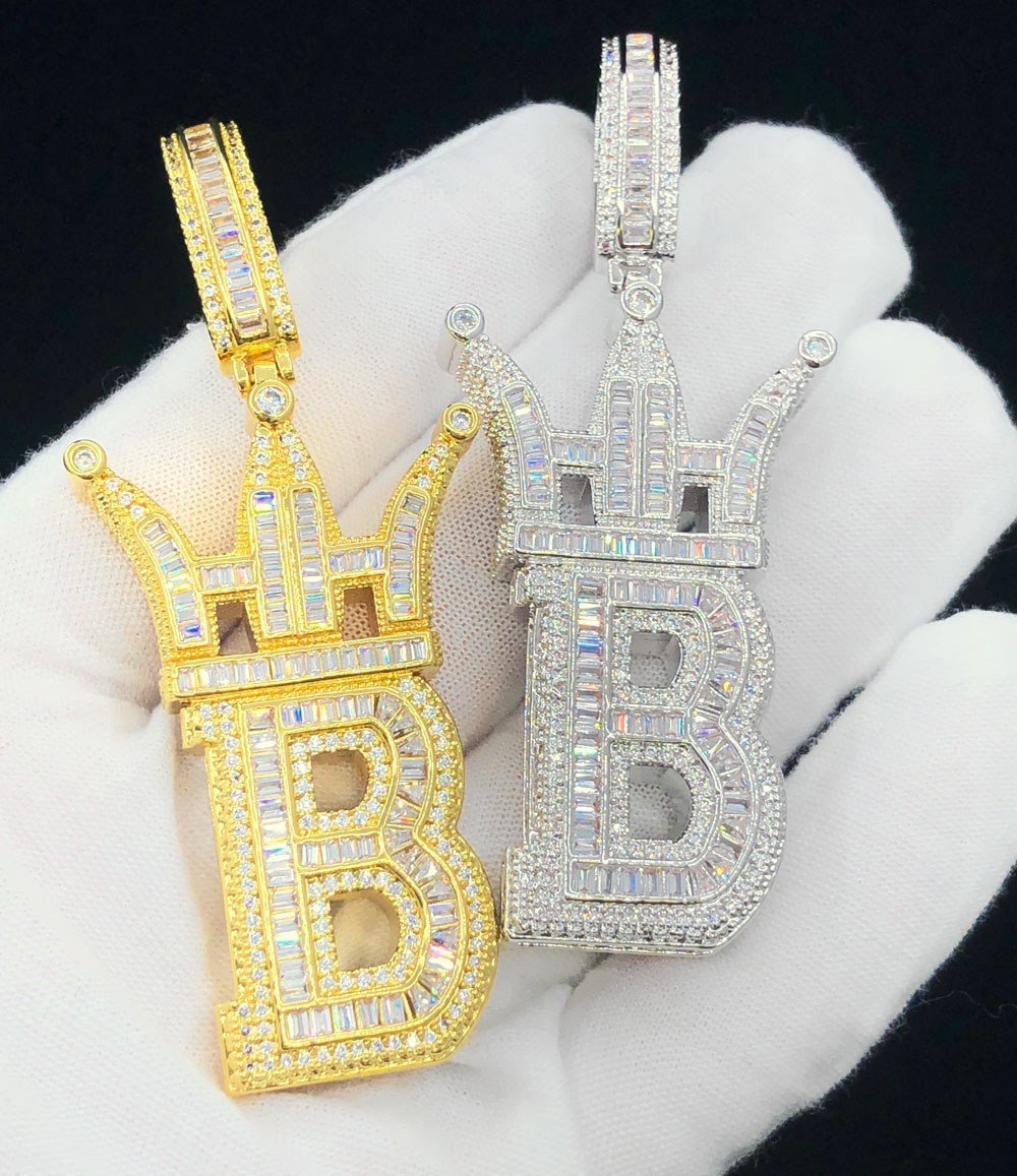 Baguette Hip Hop Bling Logo Pendant