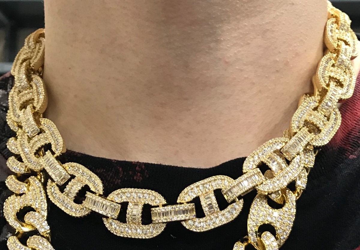 Baguette Mariner CZ Bling Bling Chain White / Yellow Gold