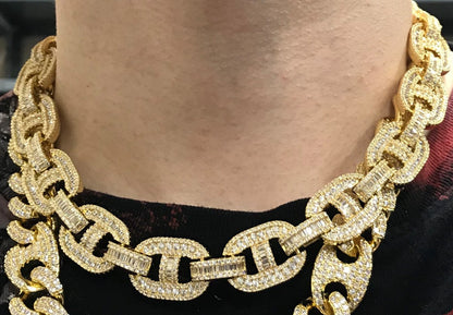 Baguette Mariner CZ Bling Bling Chain White / Yellow Gold