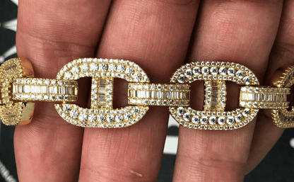 Baguette Mariner CZ Bling Bling Chain White / Yellow Gold