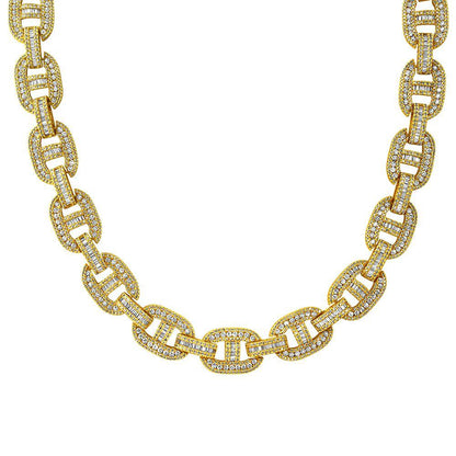 Baguette Mariner CZ Bling Bling Chain White / Yellow Gold