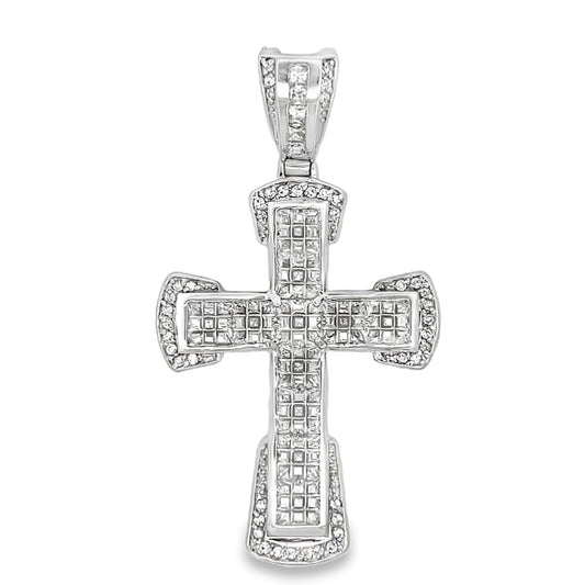 Baguette Millionaire Cross CZ Iced Out Pendant
