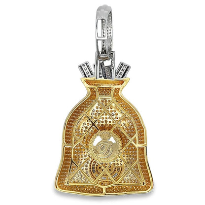Baguette Money Bag Large CZ Hip Hop Iced Out Pendant