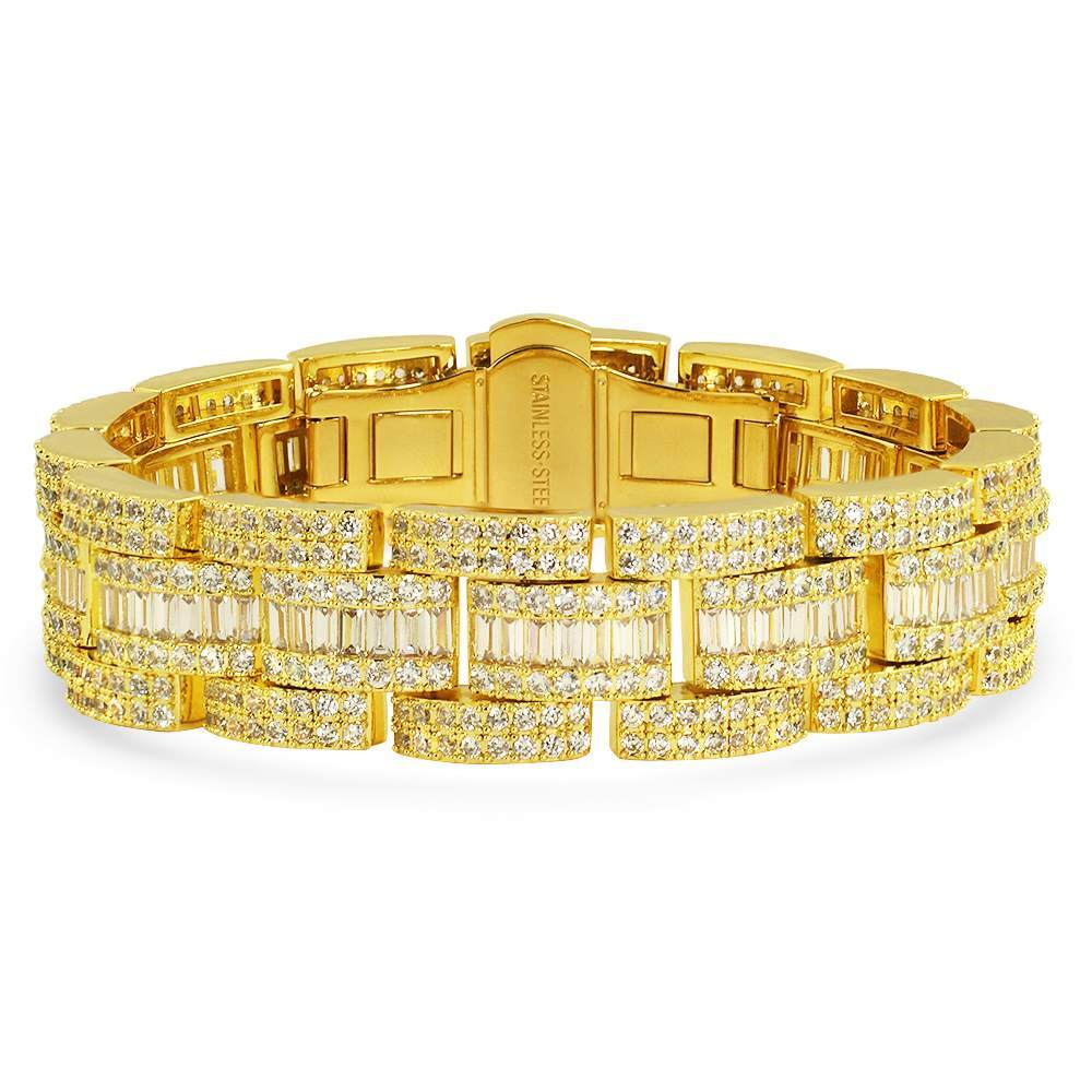 Baguette Oyster Link Custom CZ Iced Out Hip Hop Bracelet