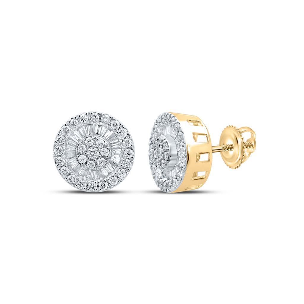 Baguette Radiant Cluster Diamond Earrings 10K Gold