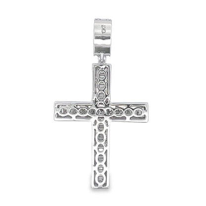 Baguette Row Cross Diamond Pendant 1.46cttw 10K Yellow or White Gold
