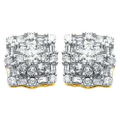 Baguette Snow Diamond Earrings .52cttw 10K Yellow Gold