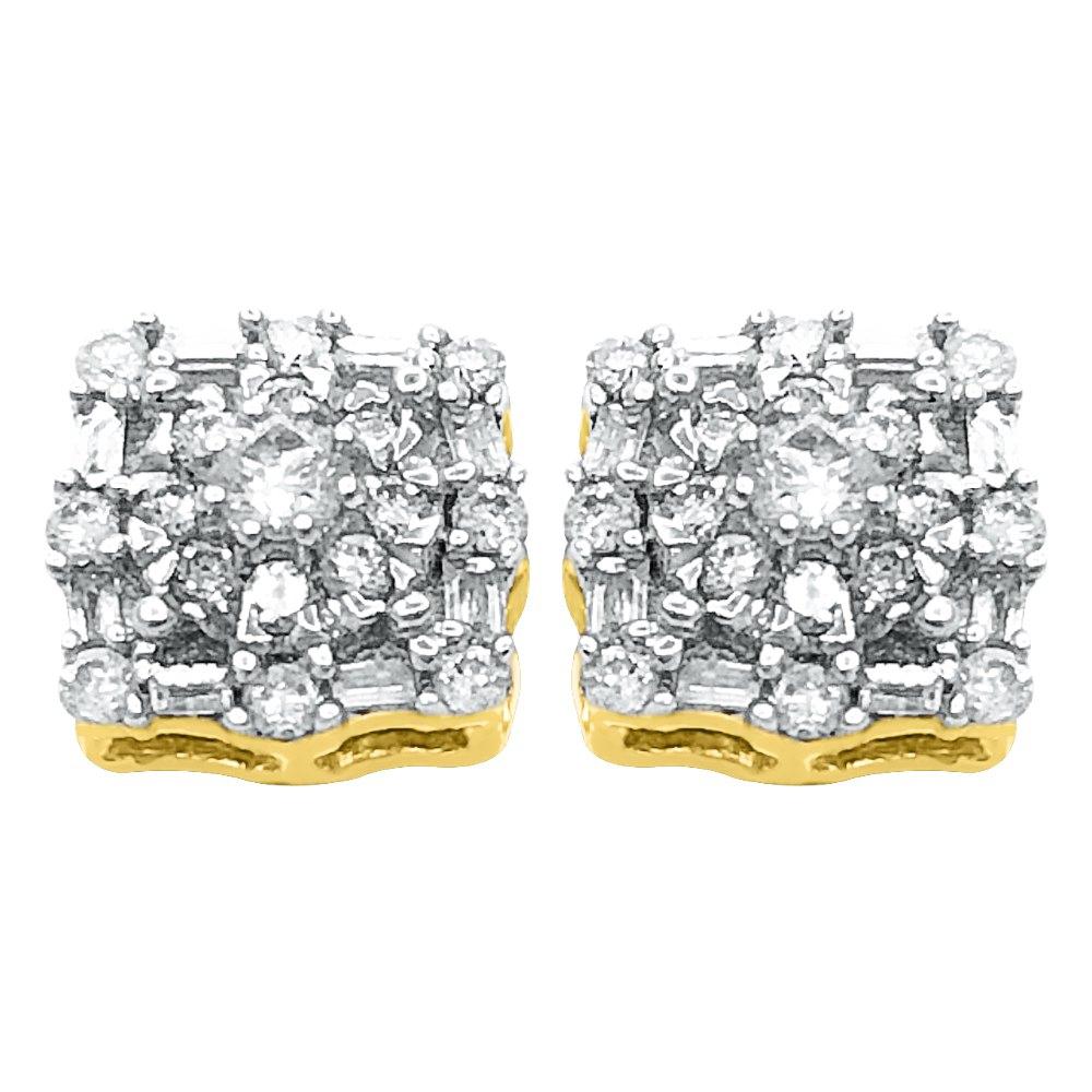 Baguette Snow Diamond Earrings .52cttw 10K Yellow Gold