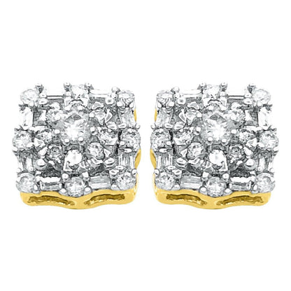 Baguette Snow Diamond Earrings .52cttw 10K Yellow Gold