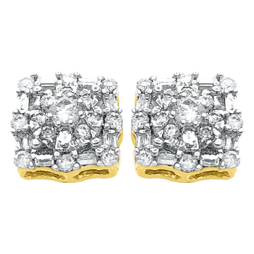 Baguette Snow Diamond Earrings .52cttw 10K Yellow Gold