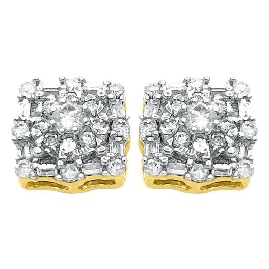 Baguette Snow Diamond Earrings .52cttw 10K Yellow Gold