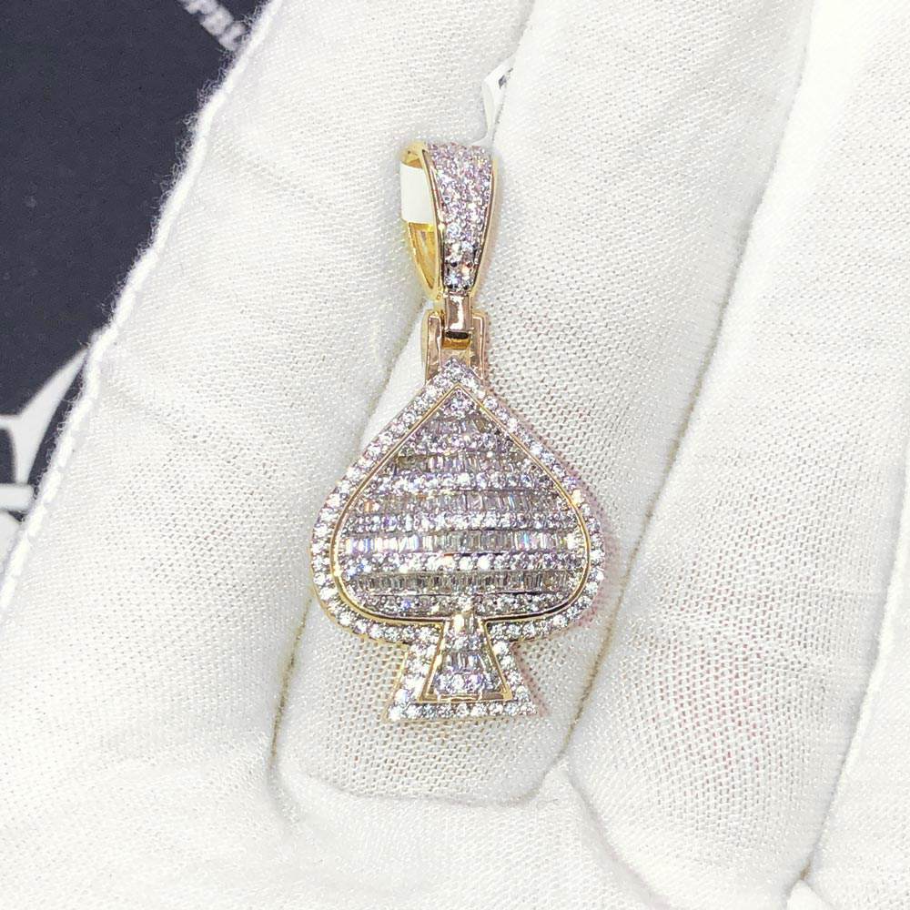 Baguette Spade Small Poker CZ Hip Hop Bling Bling Pendant