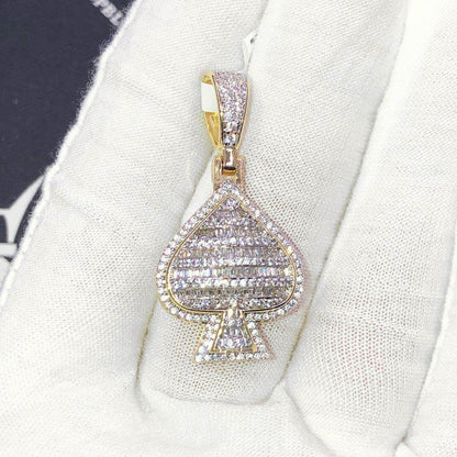 Baguette Spade Small Poker CZ Hip Hop Bling Bling Pendant