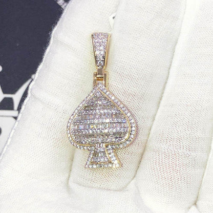 Baguette Spade Small Poker CZ Hip Hop Bling Bling Pendant