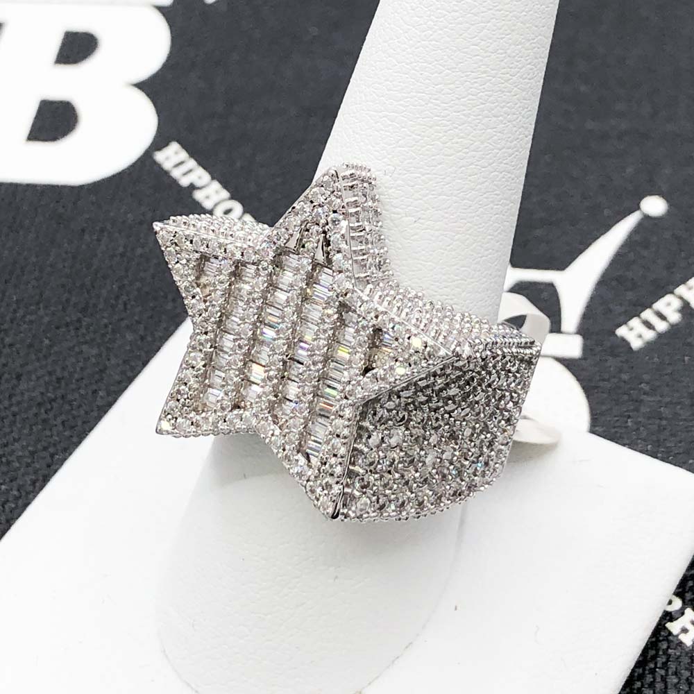 Baguette Star VVS Moissanite Ring .925 Sterling Silver