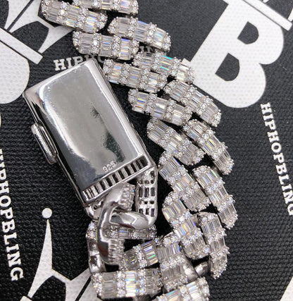 Baguette Thick Cuban Moissanite Bracelet Iced Out .925 Sterling Silver