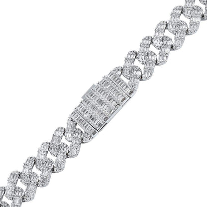 Baguette Thick Cuban Moissanite Bracelet Iced Out .925 Sterling Silver