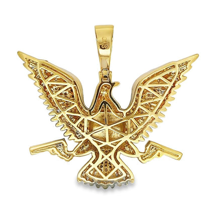 Bald Eagle with Guns CZ Hip Hop Iced Out Pendant