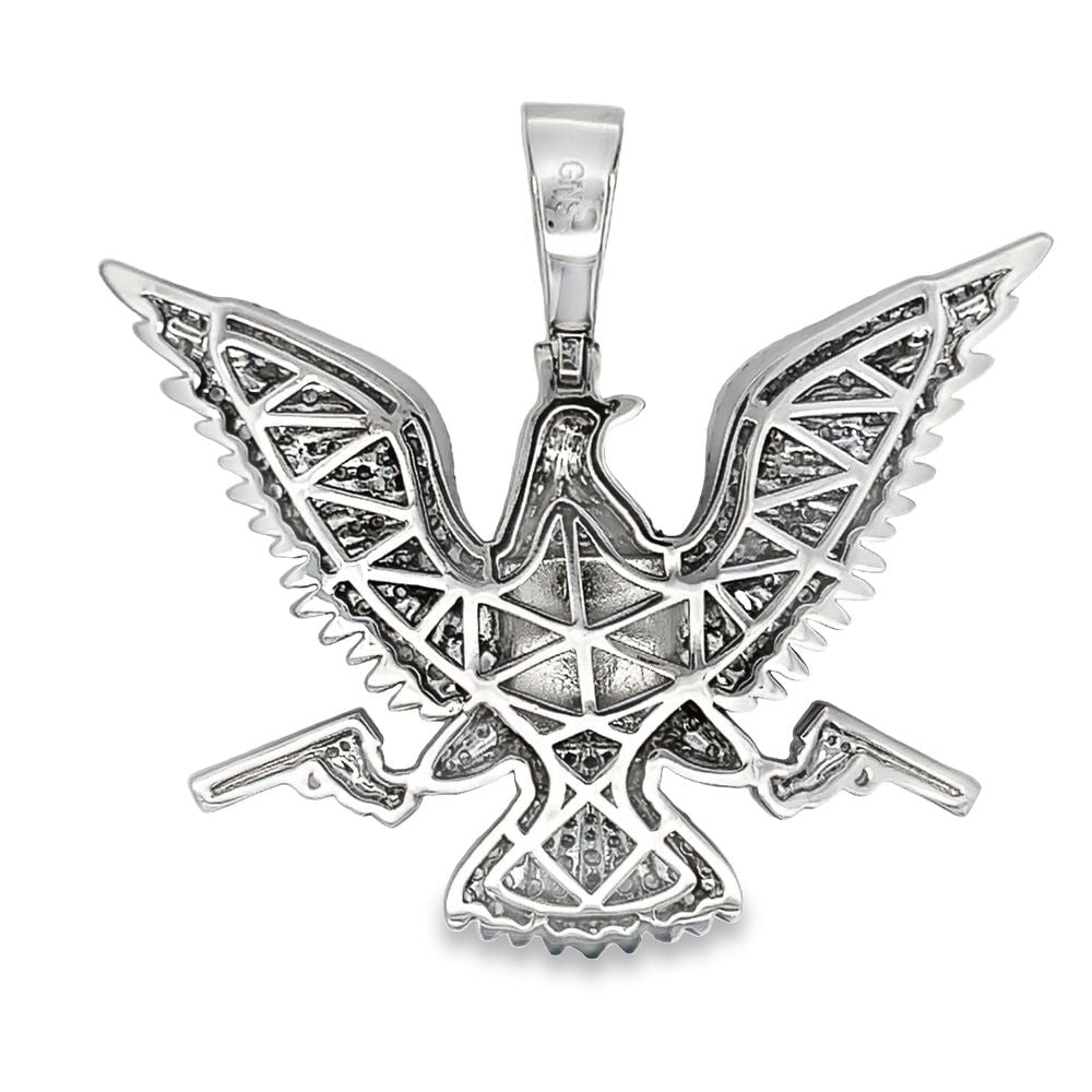 Bald Eagle with Guns CZ Hip Hop Iced Out Pendant