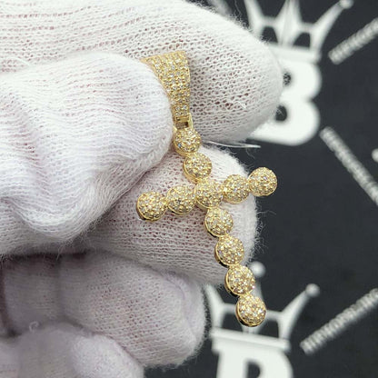 Ball Cross Diamond Pendant .53cttw 10K Yellow Gold