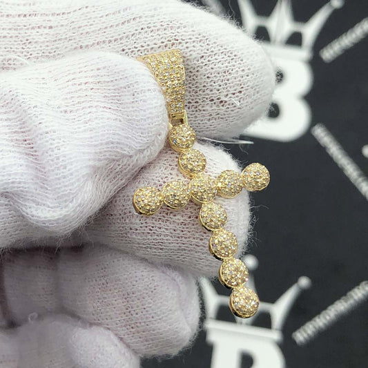 Ball Cross Diamond Pendant .53cttw 10K Yellow Gold