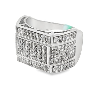 Baller 1.06cttw Diamond Ring .925 Sterling Silver