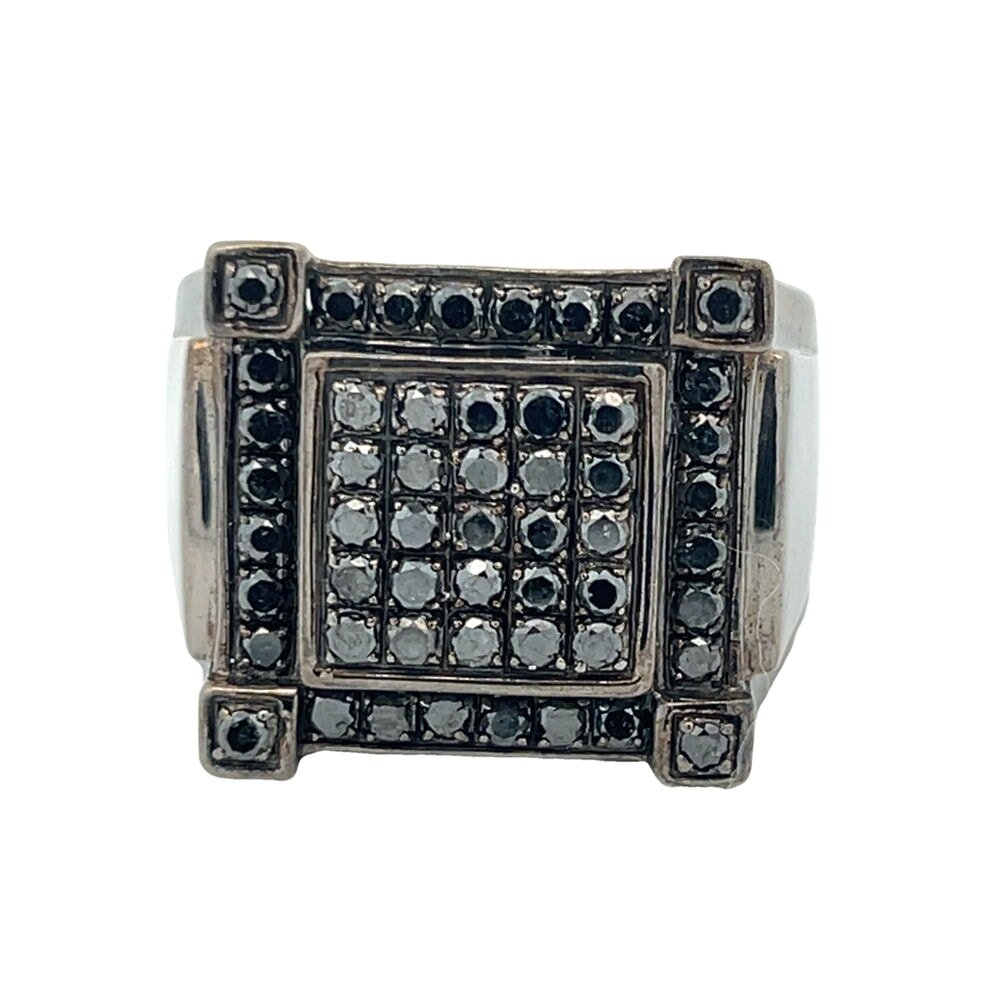 Baller 1.52cttw Black Diamond Ring .925 Sterling Silver