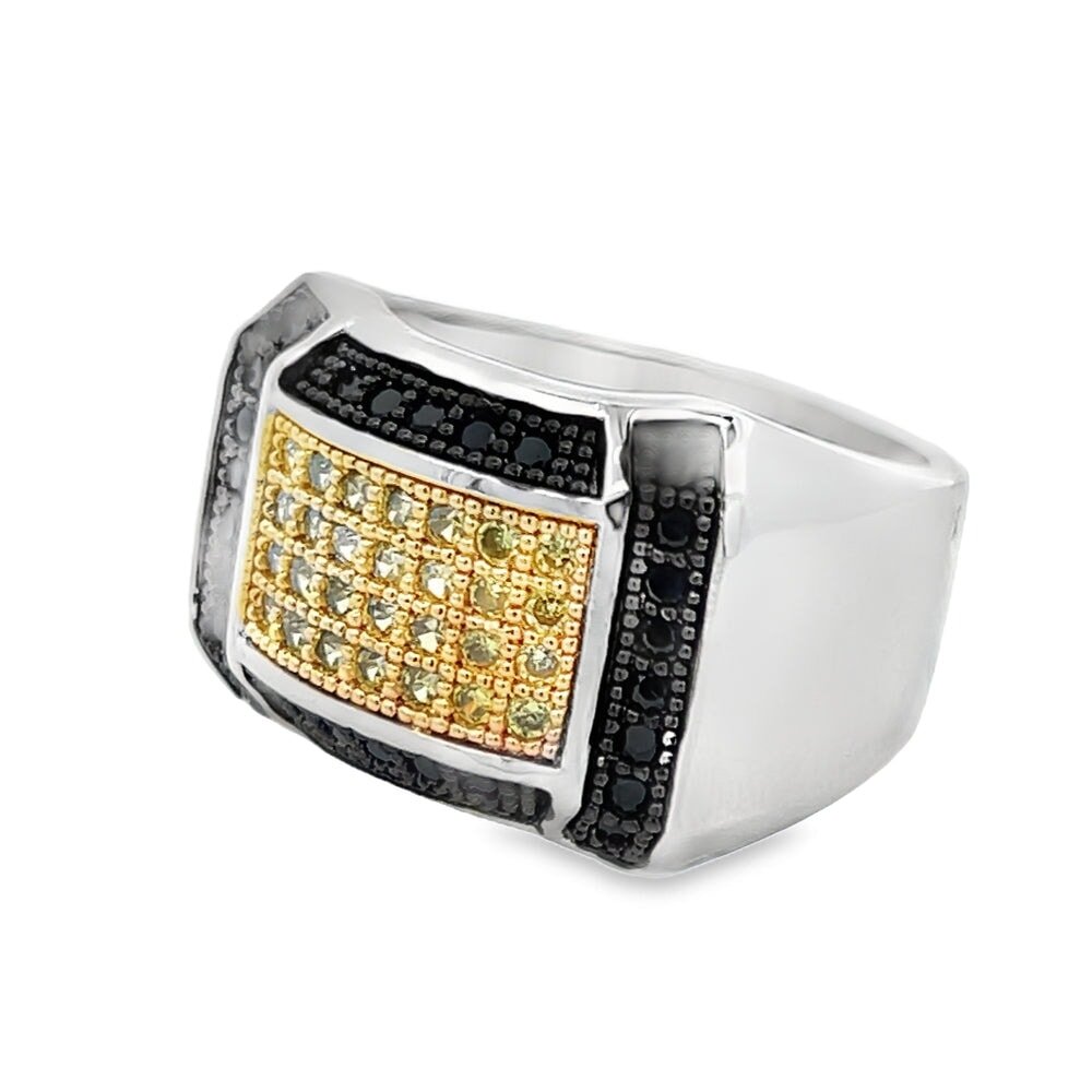 Baller Black & Yellow CZ Ring .925 Sterling Silver