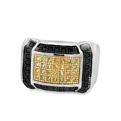 Baller Black & Yellow CZ Ring .925 Sterling Silver
