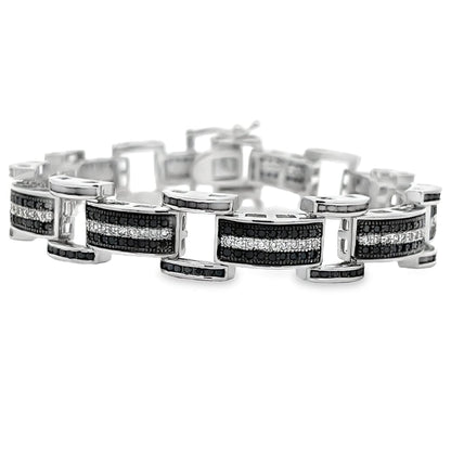 Bar Link Black & White CZ Hip Hop Bracelet