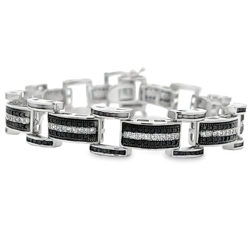 Bar Link Black & White CZ Hip Hop Bracelet