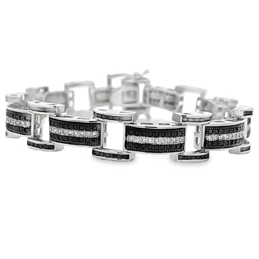 Bar Link Black & White CZ Hip Hop Bracelet