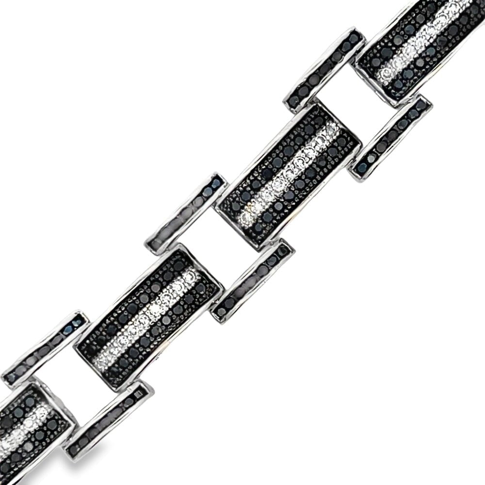 Bar Link Black & White CZ Hip Hop Bracelet
