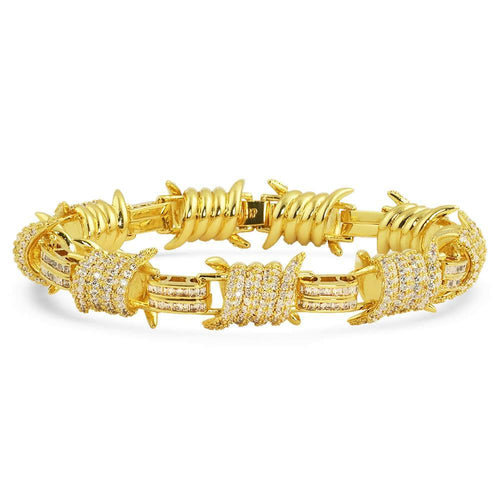 Barb Wire Baguette CZ Iced Out Hip Hop Bracelet