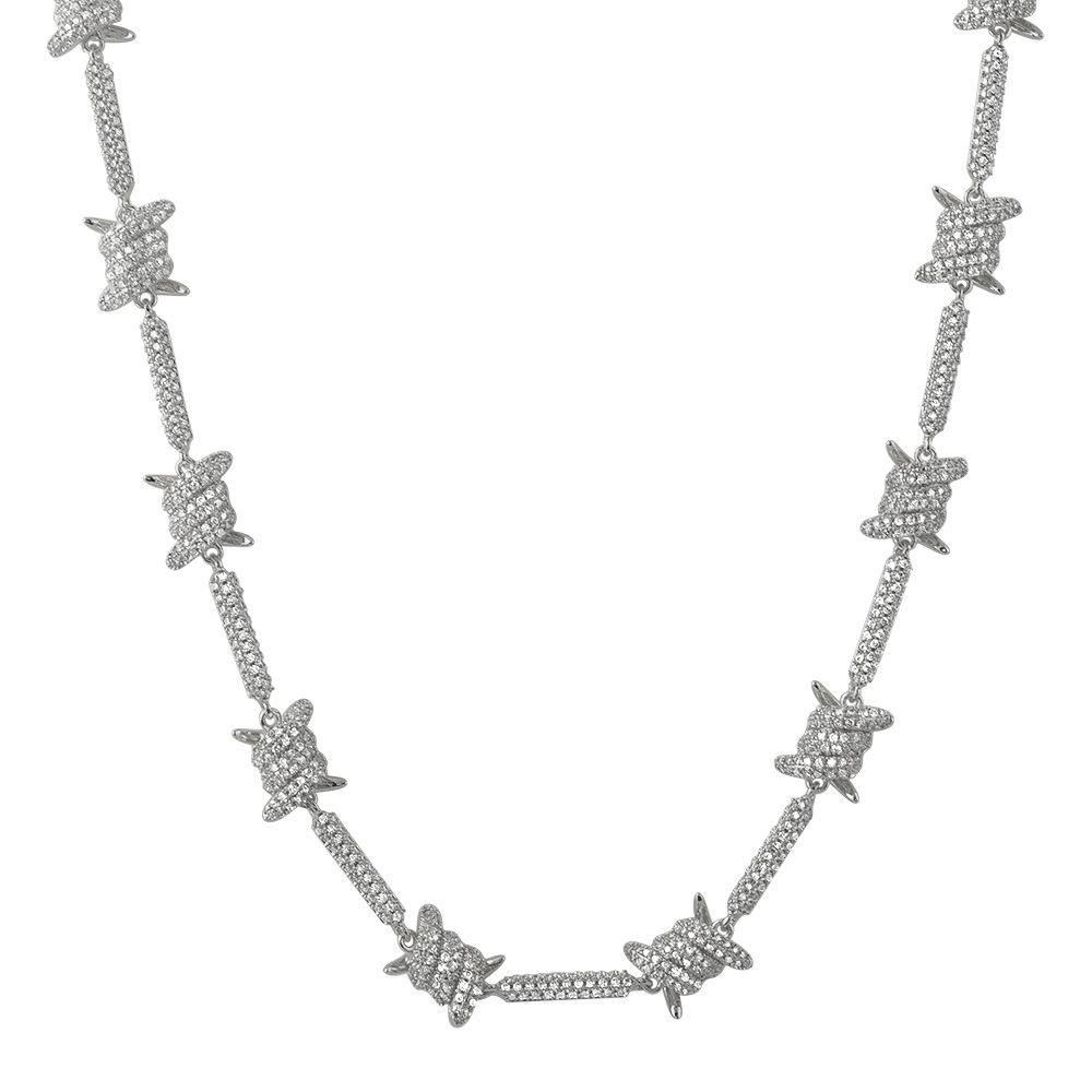 Barb Wire Link CZ Iced Out Chain Bling