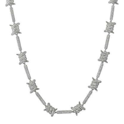 Barb Wire Link CZ Iced Out Chain Bling